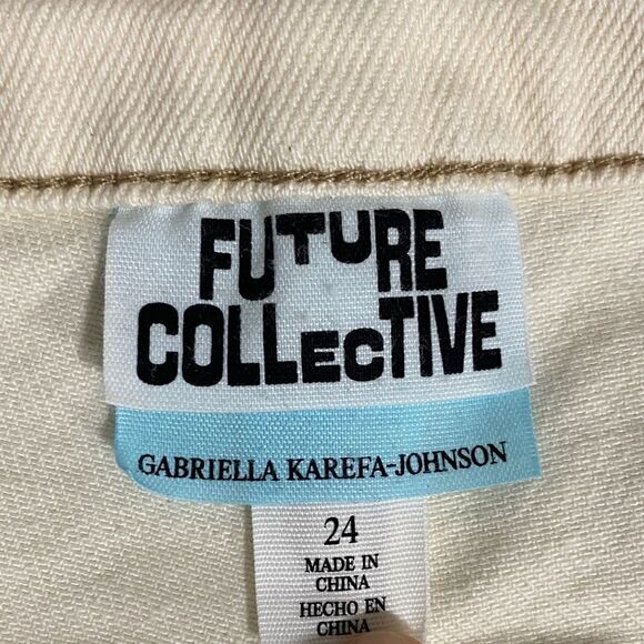 NWT Future Collective High Rise Flare Jeans 24 Cream Gabriella Karefa-Johnson - Picture 2 of 15